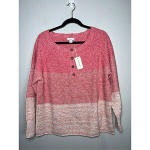 Sundance Avedon Henley sweater in pink ombre with wooden buttons size Large C16-